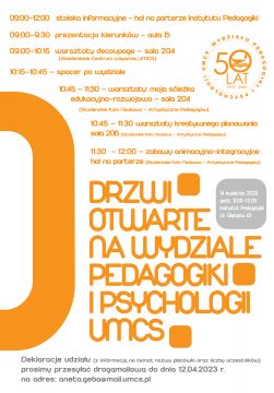 Drzwi Otwarte Wydziału Pedagogiki i Psychologii (14.04.)