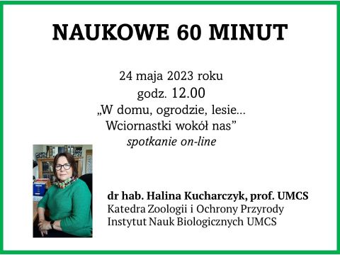 Naukowe 60 minut: dr hab. Halina Kucharczyk, prof. UMCS