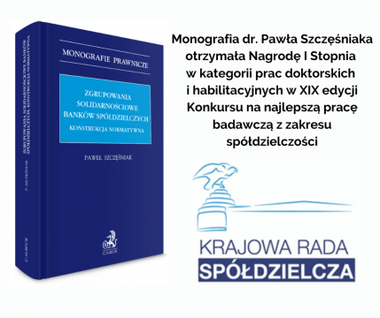 Monografia dr. Pawła Szczęśniaka nagrodzona w XIX edycji...