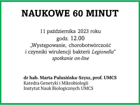 Naukowe 60 minut: dr hab. Marta Palusińska-Szysz, prof. UMCS