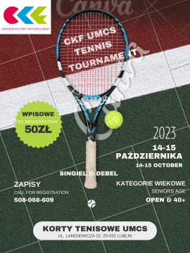 Zaproszenie na turniej tenisa ziemnego 14-15.10.2023
