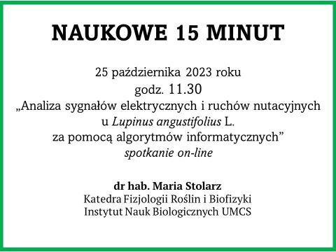 Naukowe 15 minut | dr hab. Maria Stolarz