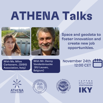 3rd ATHENA Talk „Space and Geodata to foster innovation...