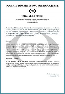 Oddział Lubelski Polskiego Towarzystwa Socjologicznego...