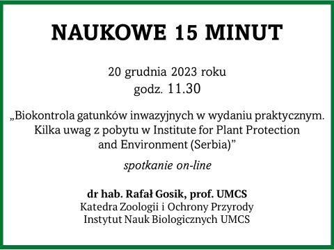 Naukowe 15 minut: dr hab. Rafał Gosik, prof. UMCS