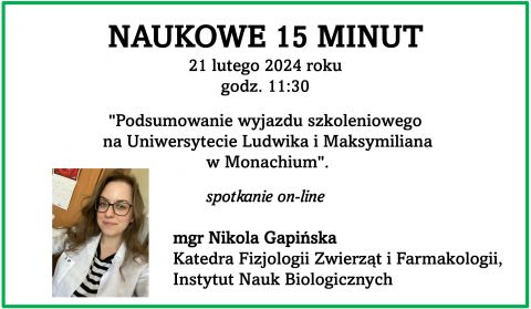 Naukowe 15 minut: mgr Nikola Gapińska
