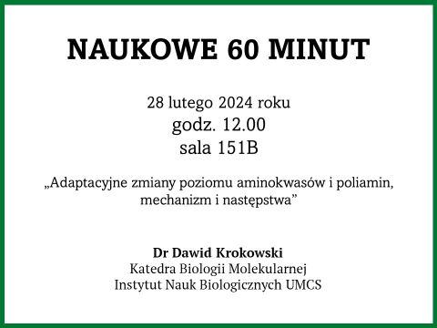 Naukowe 60 minut: dr Dawid Krokowski
