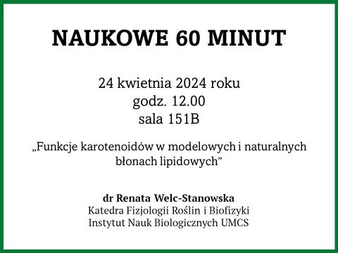 Naukowe 60 minut: dr Renata Welc-Stanowska