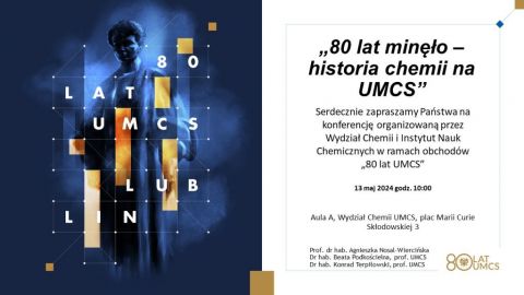 80 lat minęło. Historia chemii na UMCS - 13 maja godz. 10
