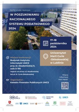 „O PODATKACH NA UMCS” Konferencja Naukowa 17-18.10.2024