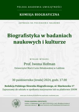 Prof. Iwona Hofman na posiedzeniu Komisji Biograficznej PAU