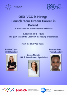 Open registration for Workshops with OEX VCC company -...