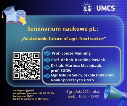 Seminarium naukowe pt. „Sustainable future of agri-food...