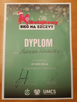 Trzecie miejsce dr Łukasza Wiechetka w Mikołajkowym Biegu...