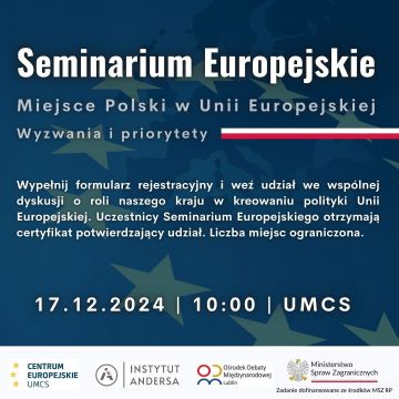 Zapraszamy do udziału w "Seminarium Europejskim"