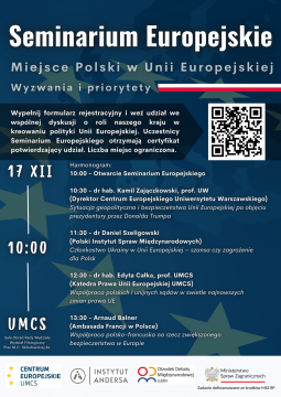 Zaproszenie na Seminarium Europejskie | 17.12