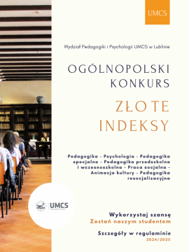 Konkurs ,,Złote Indeksy Wydziału Pedagogiki i Psychologii...