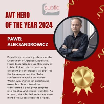 Dr Paweł Aleksandrowicz z tytułem AVT Hero of the Year