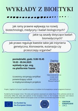 Wykłady on-line z bioetyki w ramach projektu „Together...