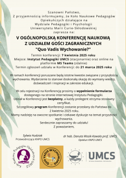 V Ogólnopolska Konferencja Naukowa „Quo Vadis...