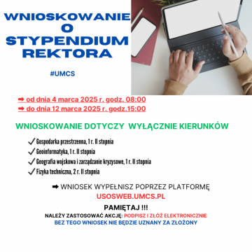 Wnioskowanie o stypendium rektora w semestrze letnim 2025
