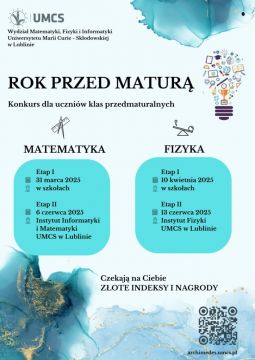 Konkurs "Rok przed maturą" - fizyka i matematyka 