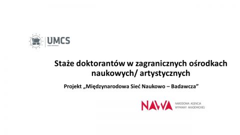 Nabór wniosków na staż zagraniczny w ramach Projektu...