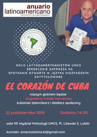 Plakat - El Corazón de Cuba - spotkanie z Dagoberto Valdesem Hernandezem.jpg