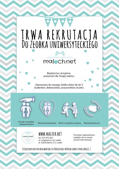 Plakat rekrutacji do Żłobka Uniwersyteckiego